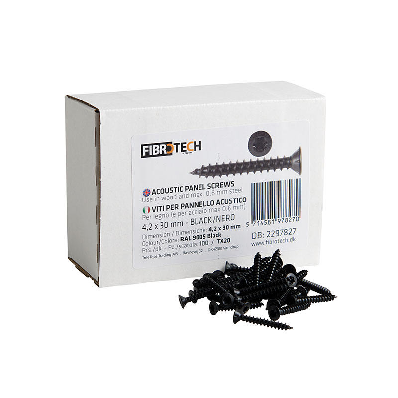 Fibrotech-sort Vis pour panneaux Black - Tx. 20